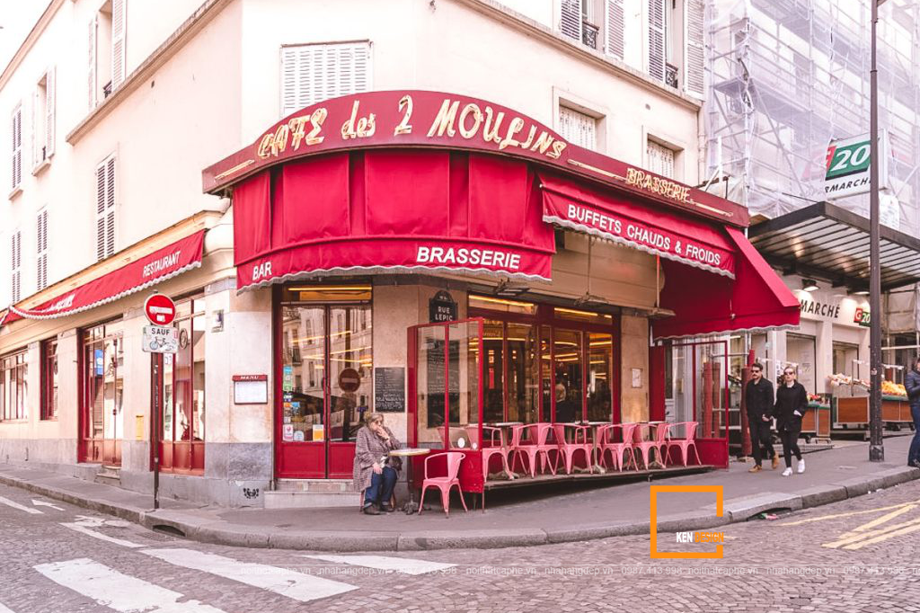 thiết kế mặt tiền quán cafe kiểu Pháp